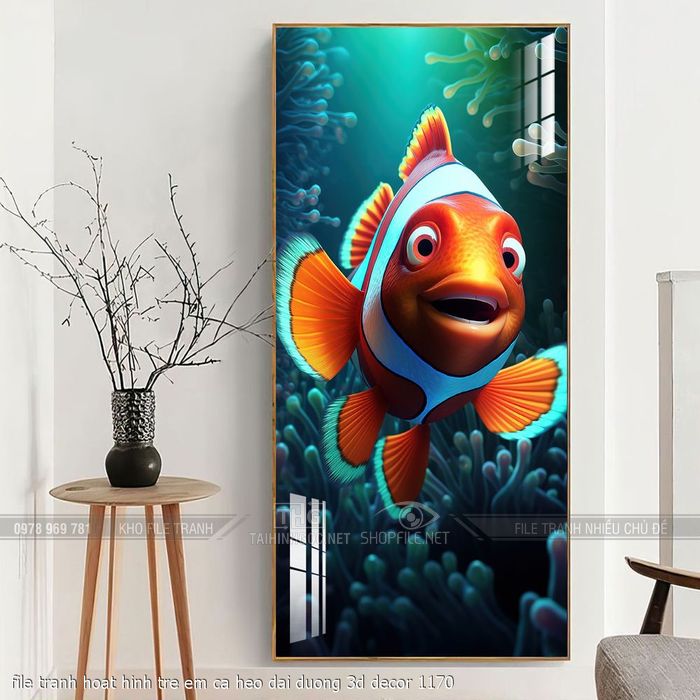 file tranh hoat hinh tre em ca heo dai duong 3d decor 1170