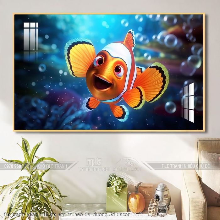 file tranh hoat hinh tre em ca heo dai duong 3d decor 1172