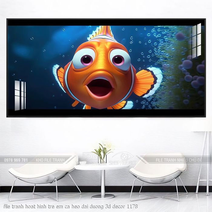 file tranh hoat hinh tre em ca heo dai duong 3d decor 1178