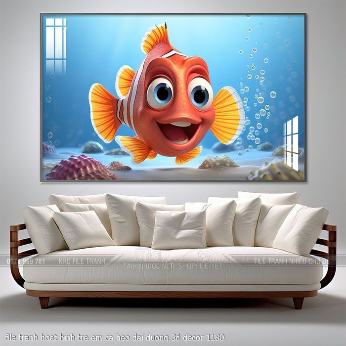 file tranh hoat hinh tre em ca heo dai duong 3d decor 1180