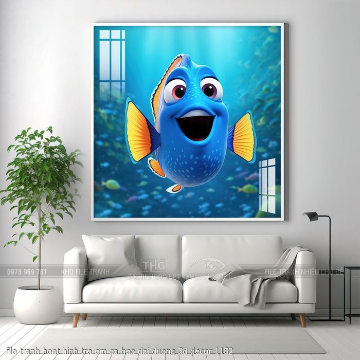 file tranh hoat hinh tre em ca heo dai duong 3d decor 1182