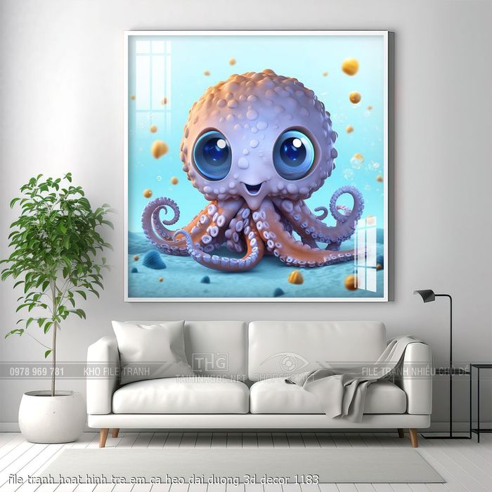file tranh hoat hinh tre em ca heo dai duong 3d decor 1183