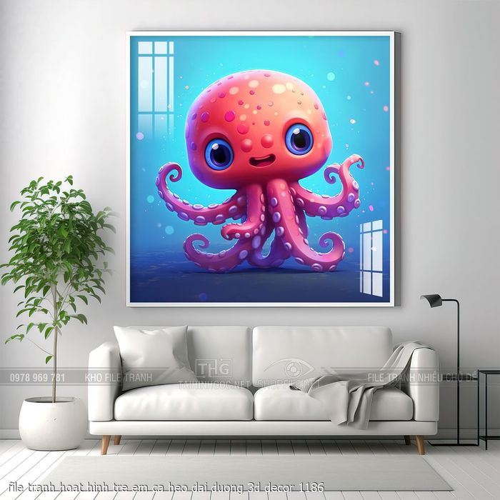 file tranh hoat hinh tre em ca heo dai duong 3d decor 1186