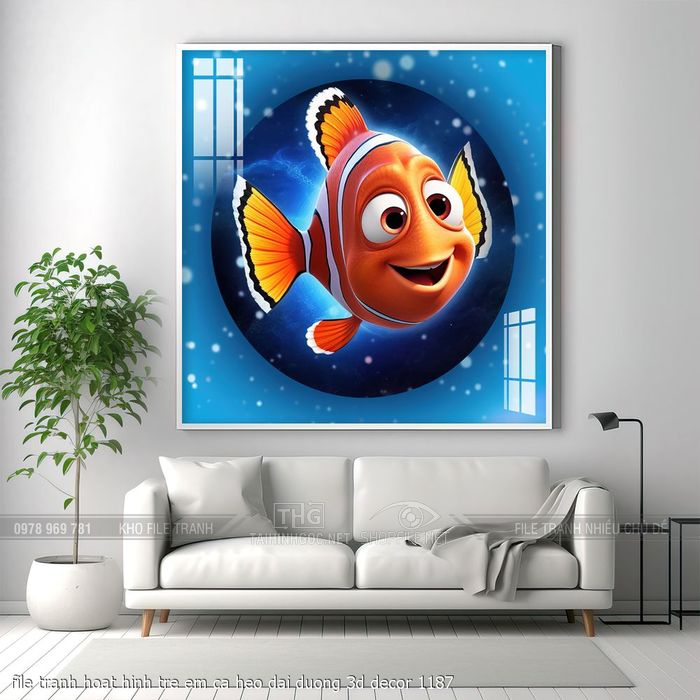 file tranh hoat hinh tre em ca heo dai duong 3d decor 1187