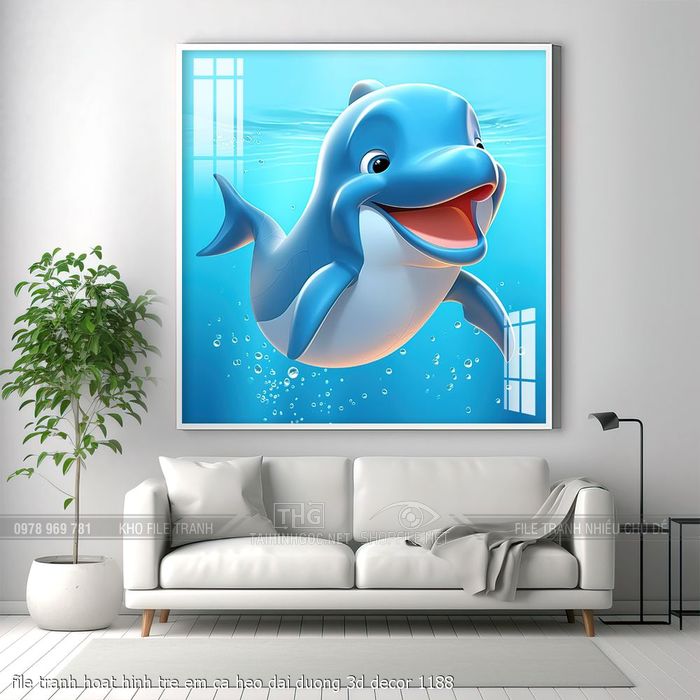 file tranh hoat hinh tre em ca heo dai duong 3d decor 1188
