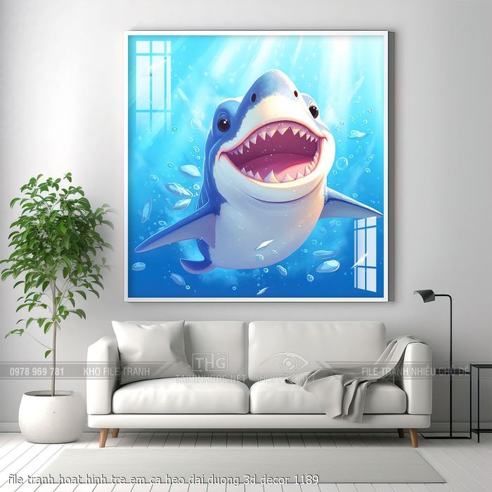 file tranh hoat hinh tre em ca heo dai duong 3d decor 1189
