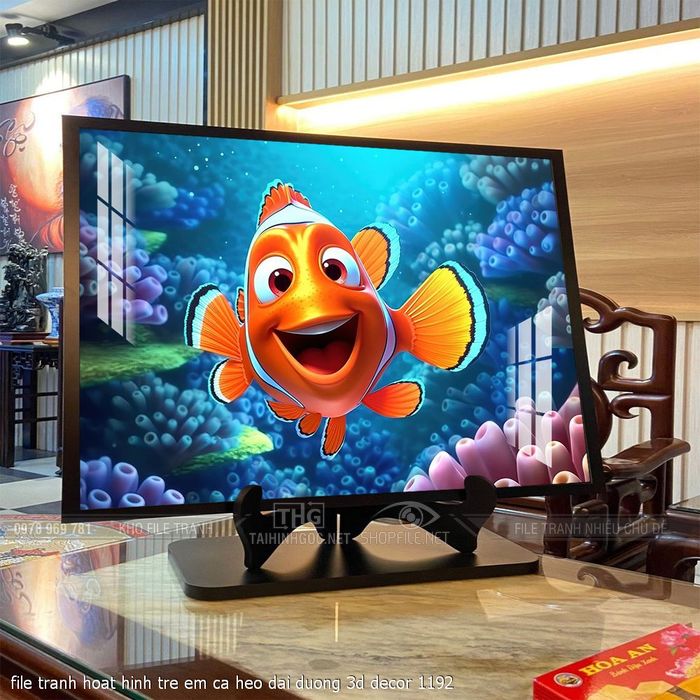 file tranh hoat hinh tre em ca heo dai duong 3d decor 1192