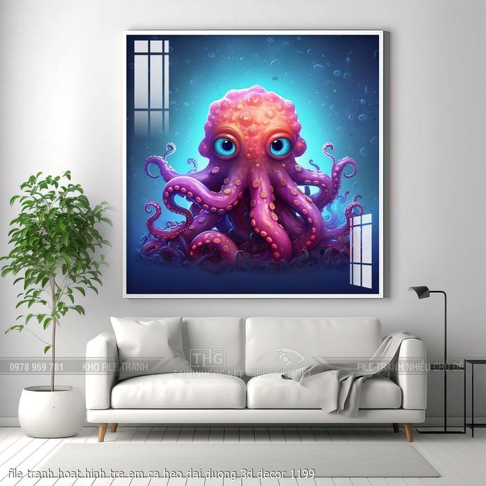 file tranh hoat hinh tre em ca heo dai duong 3d decor 1199