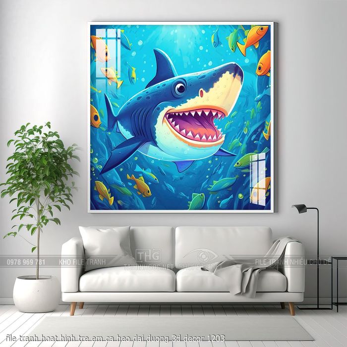 file tranh hoat hinh tre em ca heo dai duong 3d decor 1203