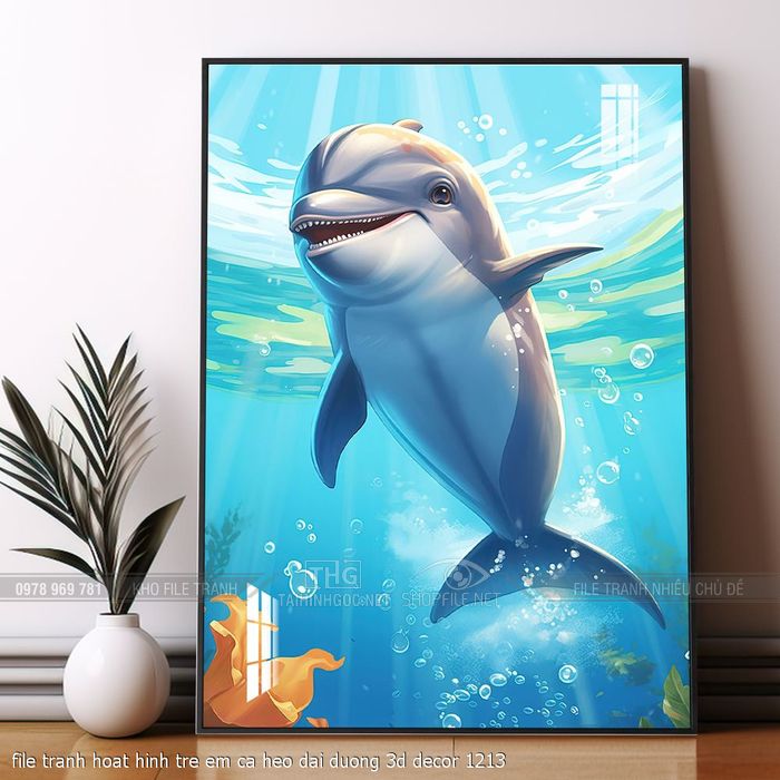 file tranh hoat hinh tre em ca heo dai duong 3d decor 1213