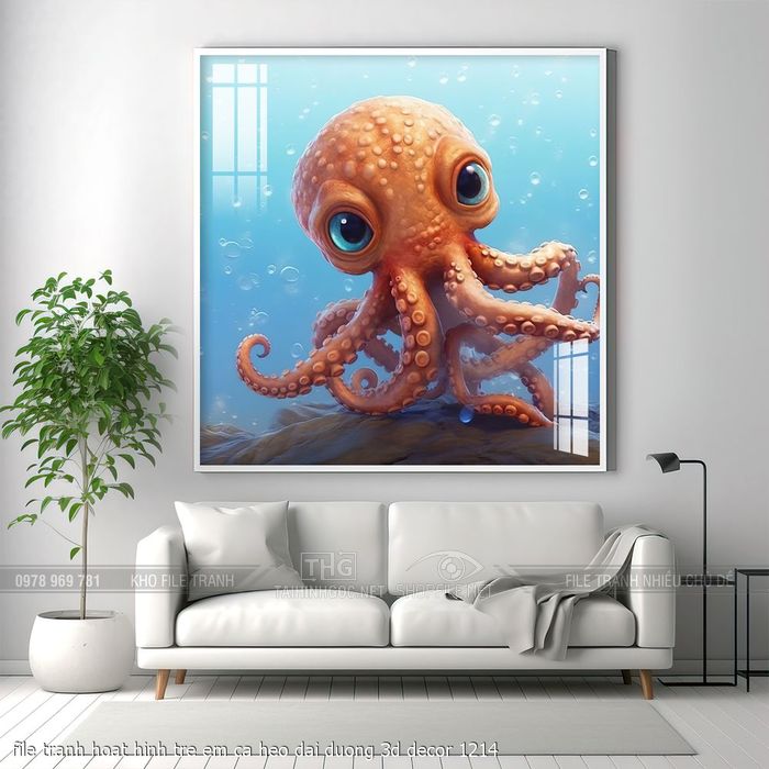 file tranh hoat hinh tre em ca heo dai duong 3d decor 1214