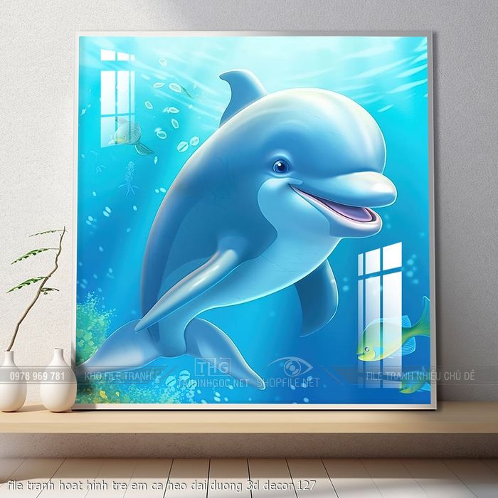 file tranh hoat hinh tre em ca heo dai duong 3d decor 127