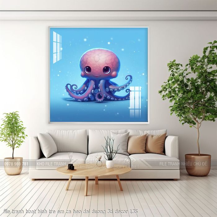 file tranh hoat hinh tre em ca heo dai duong 3d decor 135