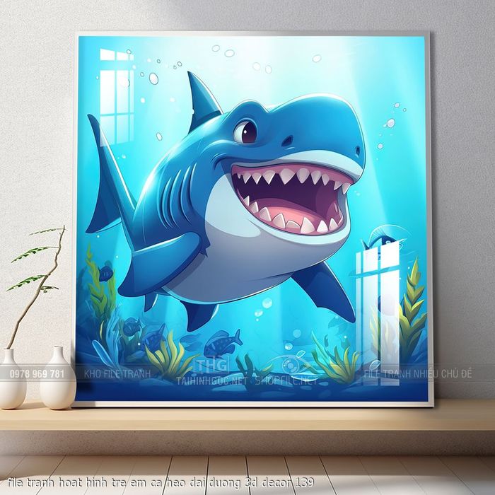file tranh hoat hinh tre em ca heo dai duong 3d decor 139
