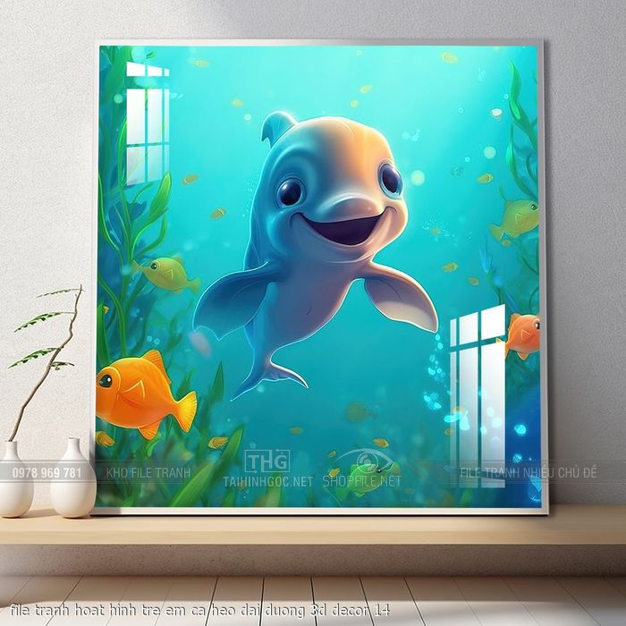 file tranh hoat hinh tre em ca heo dai duong 3d decor 14