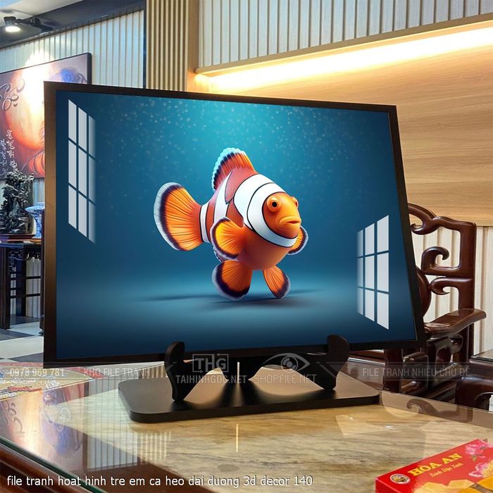 file tranh hoat hinh tre em ca heo dai duong 3d decor 140