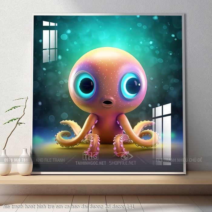 file tranh hoat hinh tre em ca heo dai duong 3d decor 141