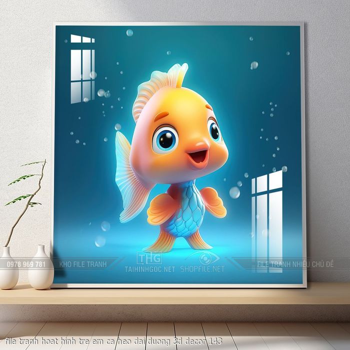 file tranh hoat hinh tre em ca heo dai duong 3d decor 143