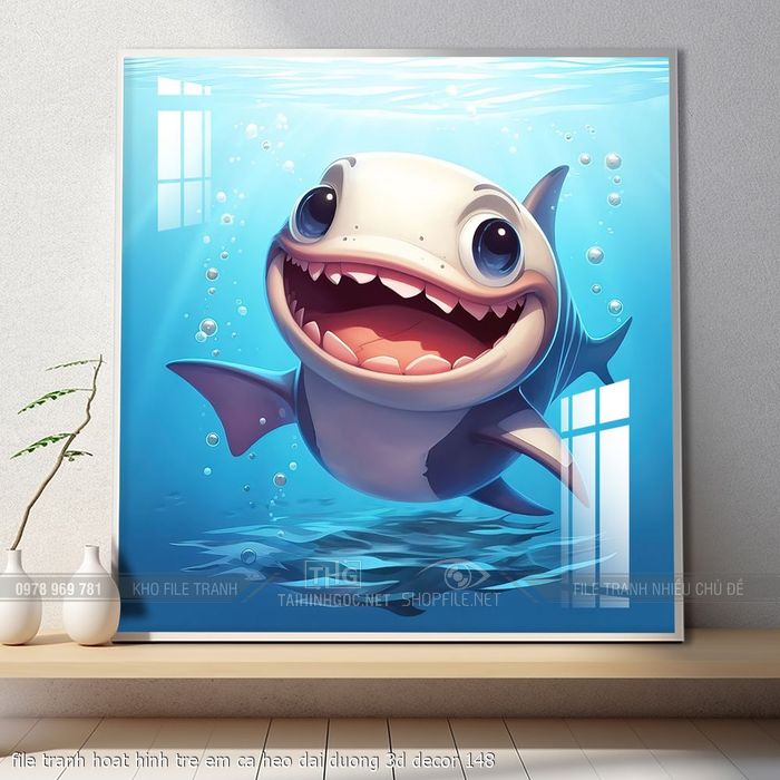 file tranh hoat hinh tre em ca heo dai duong 3d decor 148