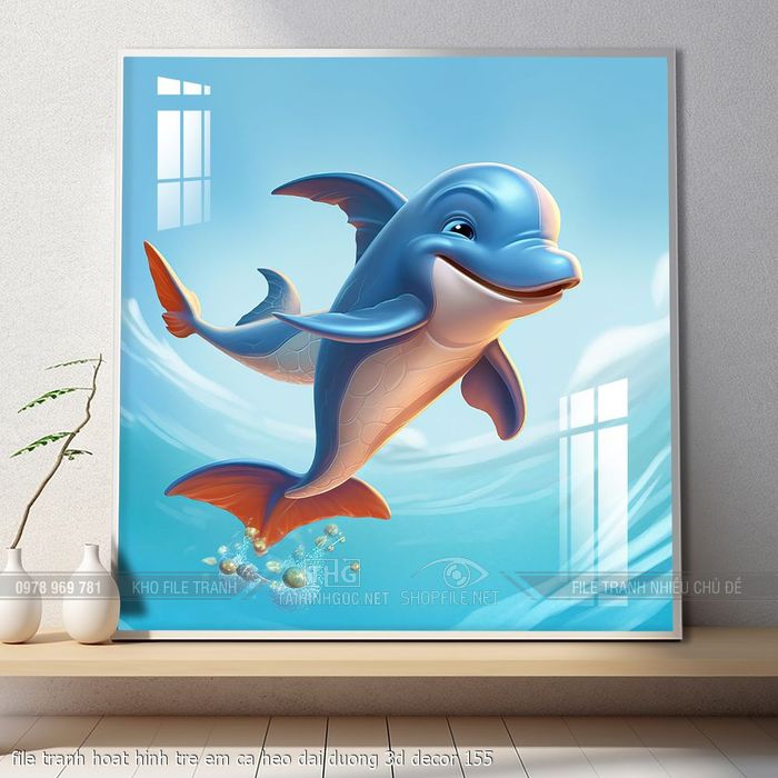 file tranh hoat hinh tre em ca heo dai duong 3d decor 155