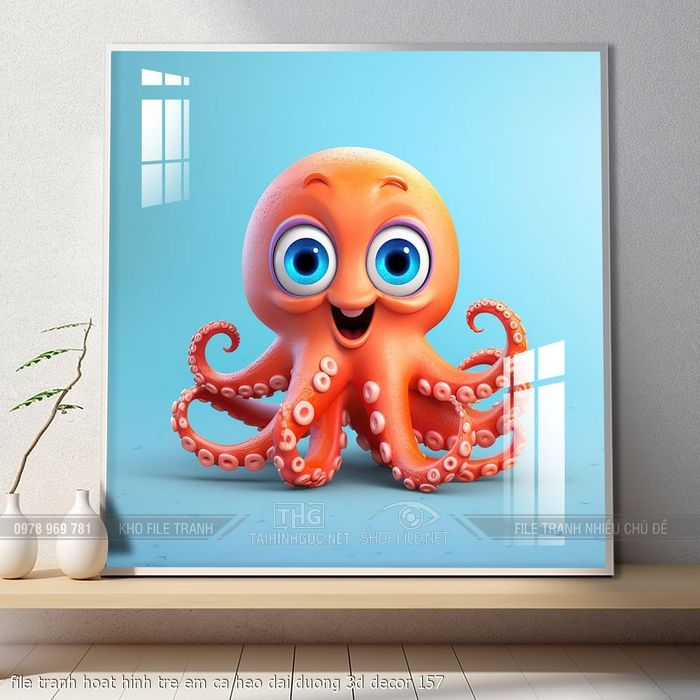 file tranh hoat hinh tre em ca heo dai duong 3d decor 157