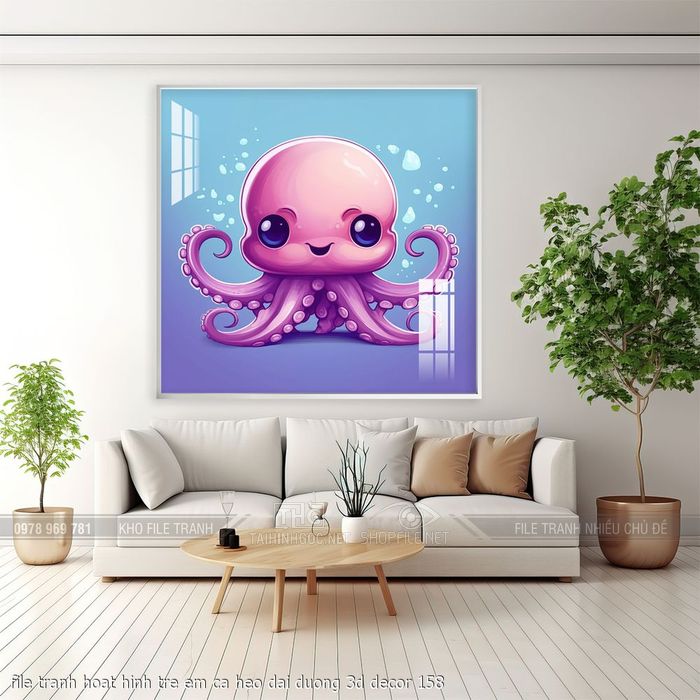 file tranh hoat hinh tre em ca heo dai duong 3d decor 158