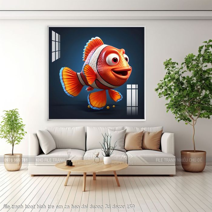 file tranh hoat hinh tre em ca heo dai duong 3d decor 159