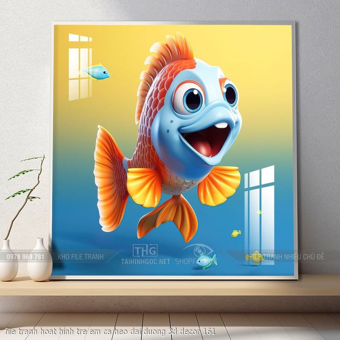 file tranh hoat hinh tre em ca heo dai duong 3d decor 161