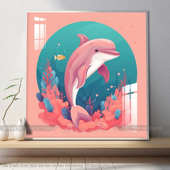 file tranh hoat hinh tre em ca heo dai duong 3d decor 162
