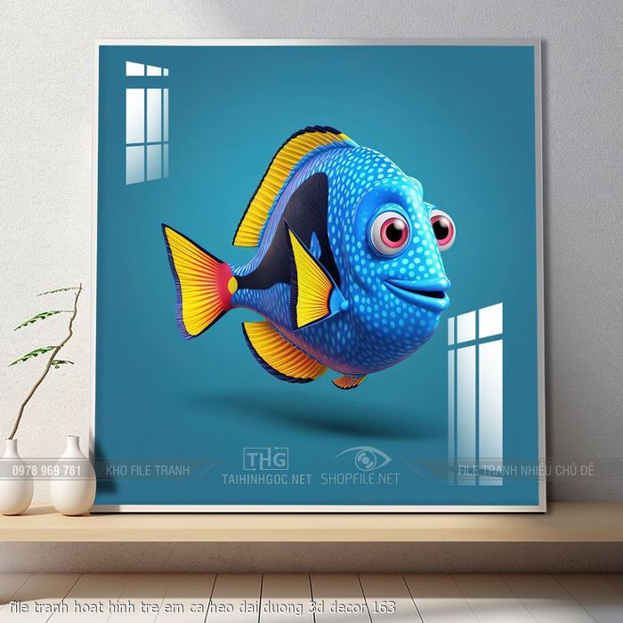 file tranh hoat hinh tre em ca heo dai duong 3d decor 163