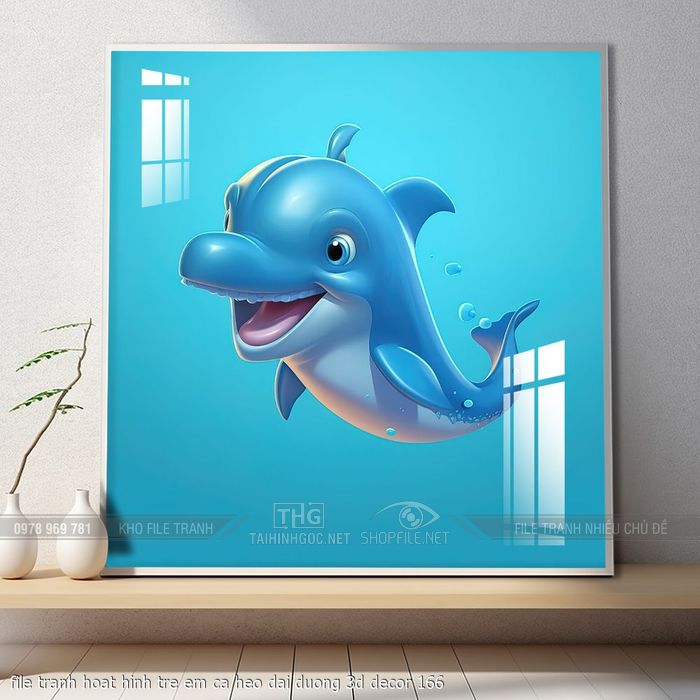 file tranh hoat hinh tre em ca heo dai duong 3d decor 166