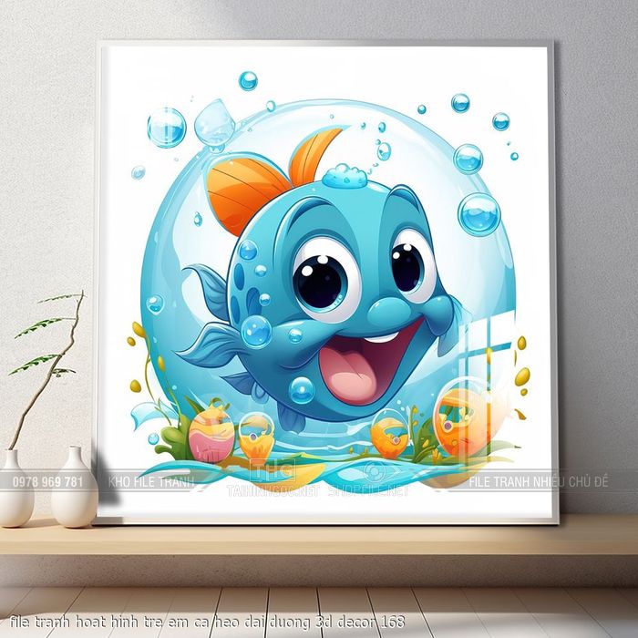 file tranh hoat hinh tre em ca heo dai duong 3d decor 168