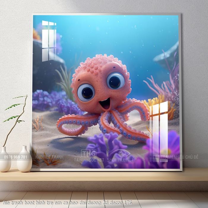 file tranh hoat hinh tre em ca heo dai duong 3d decor 176