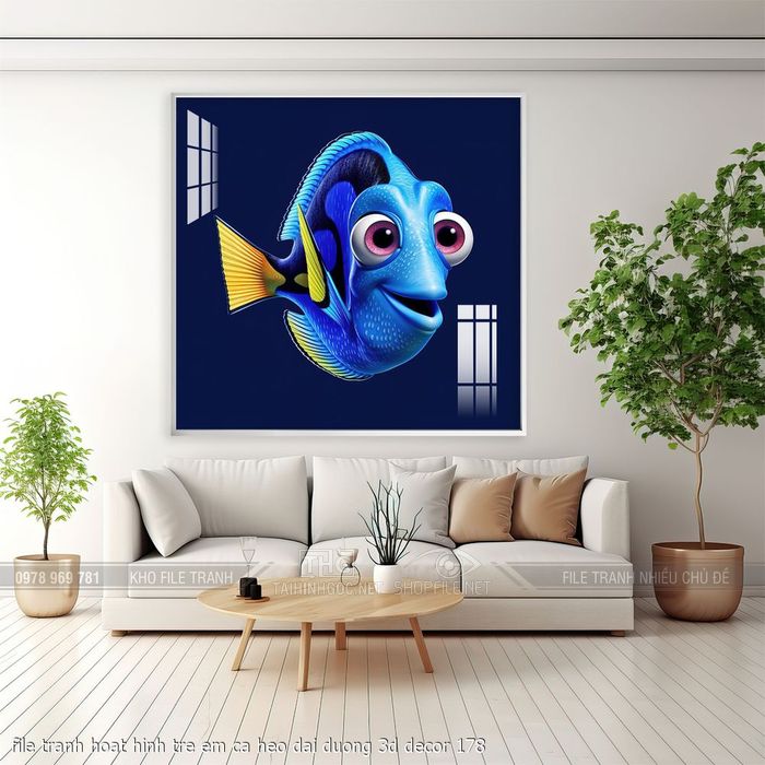 file tranh hoat hinh tre em ca heo dai duong 3d decor 178