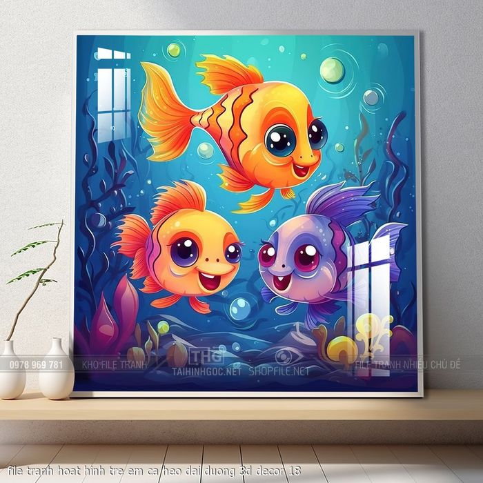 file tranh hoat hinh tre em ca heo dai duong 3d decor 18