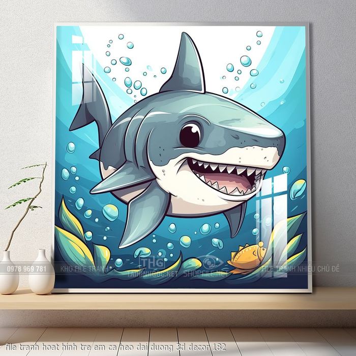 file tranh hoat hinh tre em ca heo dai duong 3d decor 182