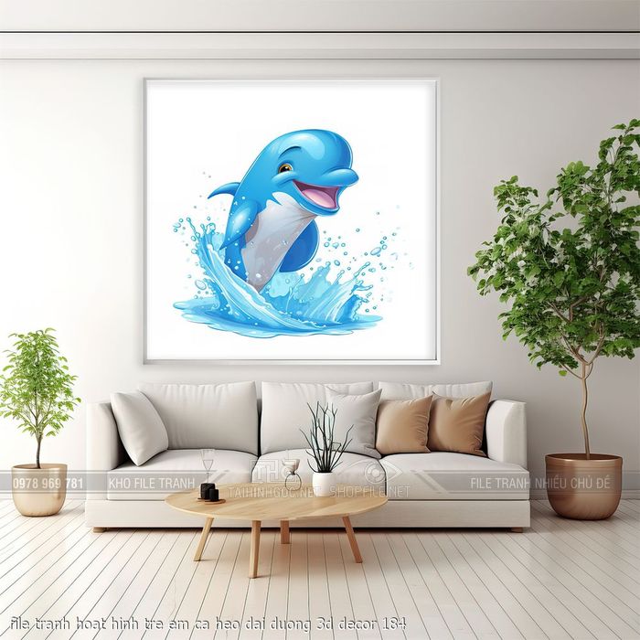 file tranh hoat hinh tre em ca heo dai duong 3d decor 184
