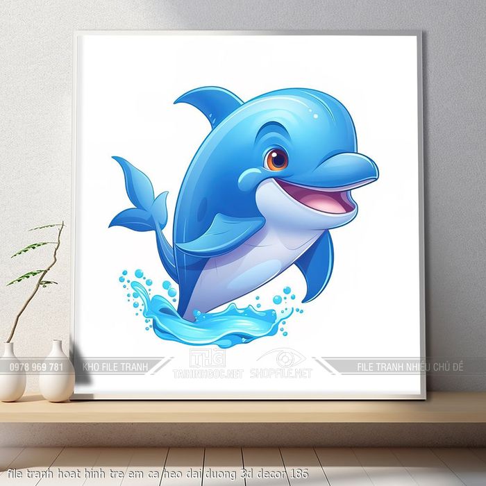 file tranh hoat hinh tre em ca heo dai duong 3d decor 186