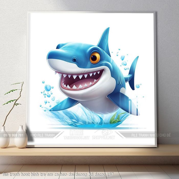 file tranh hoat hinh tre em ca heo dai duong 3d decor 187