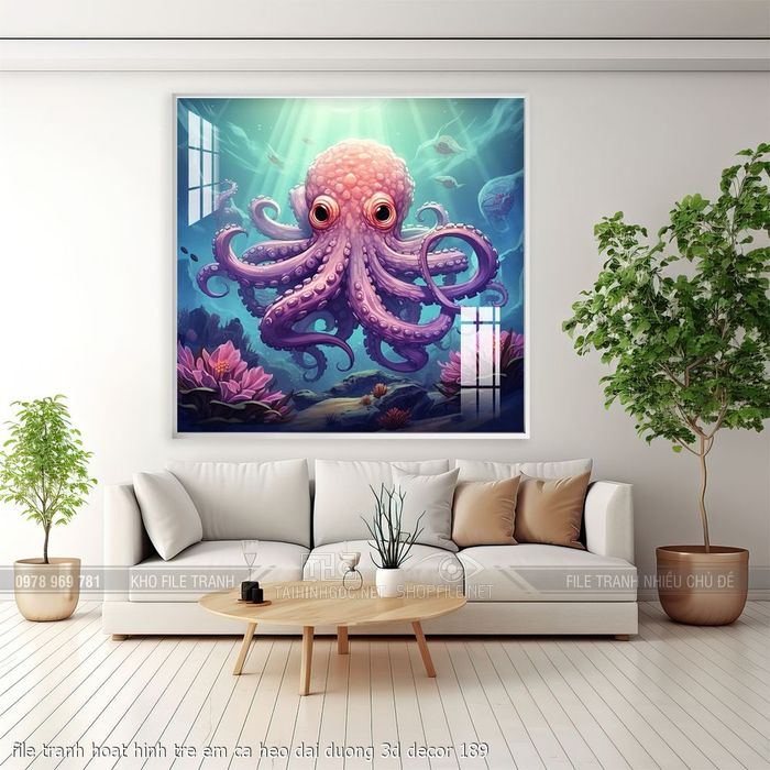 file tranh hoat hinh tre em ca heo dai duong 3d decor 189