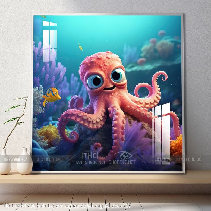 file tranh hoat hinh tre em ca heo dai duong 3d decor 19