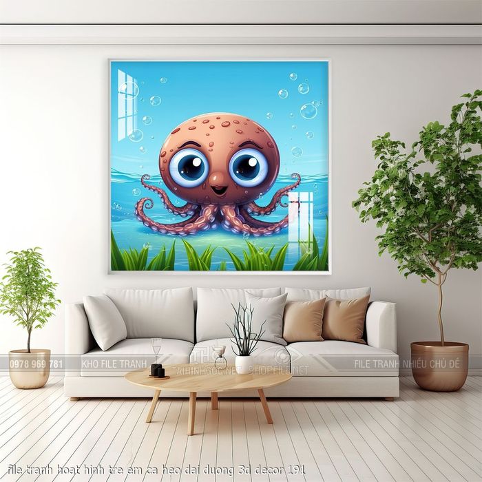 file tranh hoat hinh tre em ca heo dai duong 3d decor 191