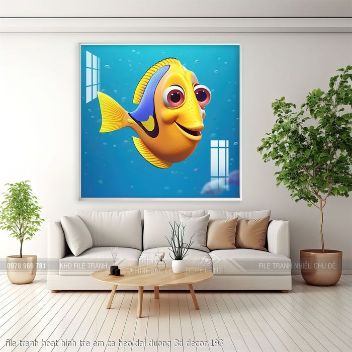 file tranh hoat hinh tre em ca heo dai duong 3d decor 193