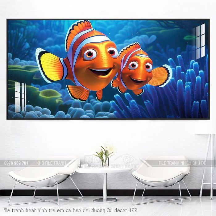 file tranh hoat hinh tre em ca heo dai duong 3d decor 199