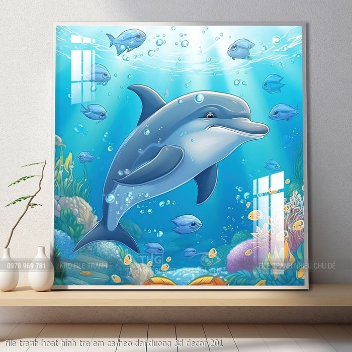 file tranh hoat hinh tre em ca heo dai duong 3d decor 201