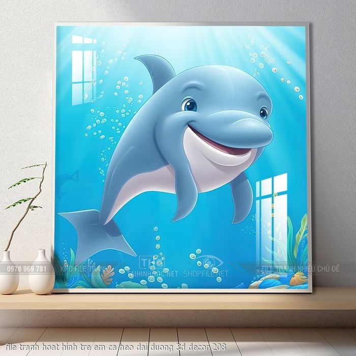 file tranh hoat hinh tre em ca heo dai duong 3d decor 208