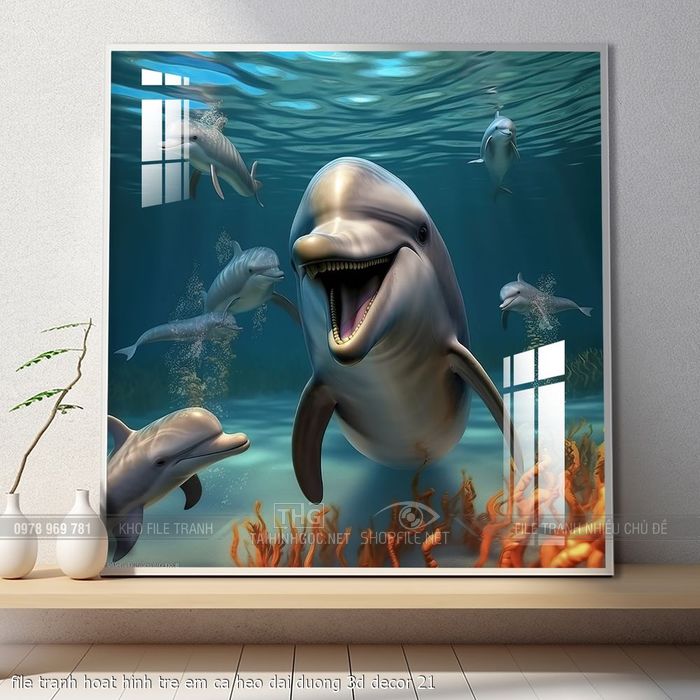 file tranh hoat hinh tre em ca heo dai duong 3d decor 21