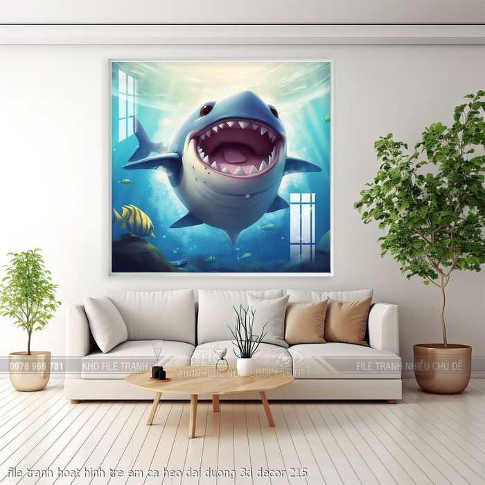 file tranh hoat hinh tre em ca heo dai duong 3d decor 215