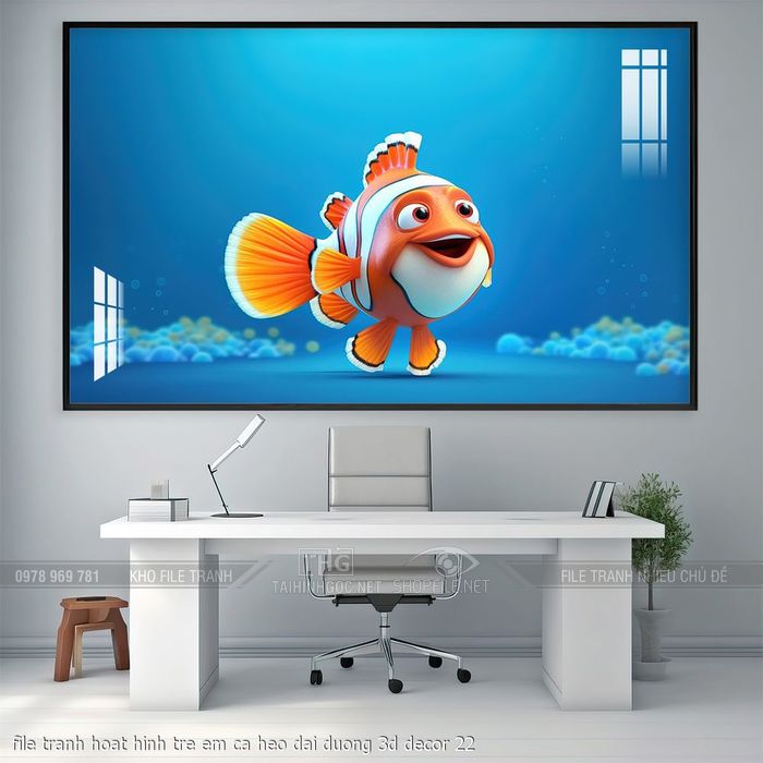 file tranh hoat hinh tre em ca heo dai duong 3d decor 22
