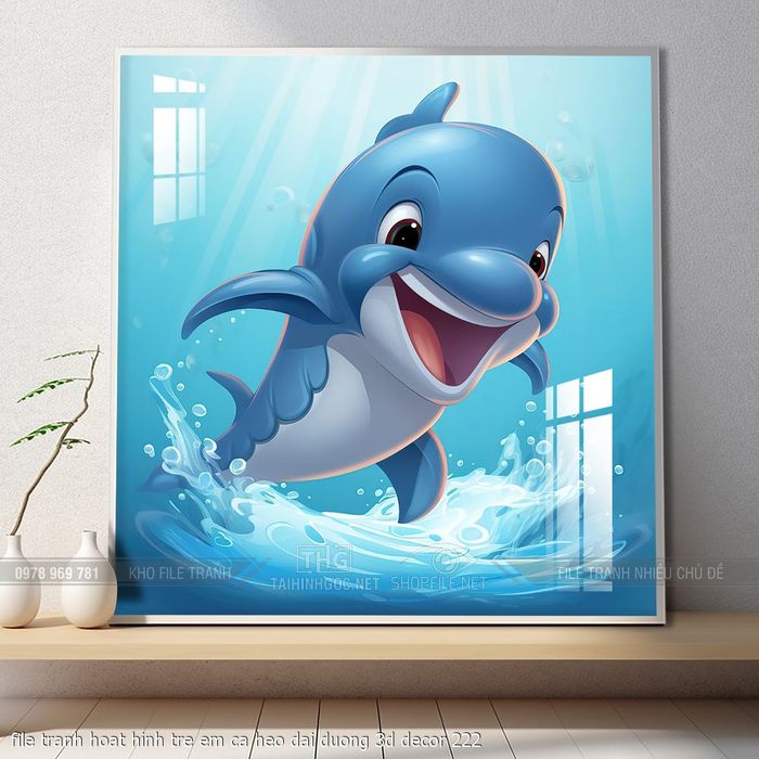 file tranh hoat hinh tre em ca heo dai duong 3d decor 222